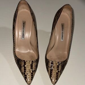 Manolo Blahnik Tan Snakeskin Heels